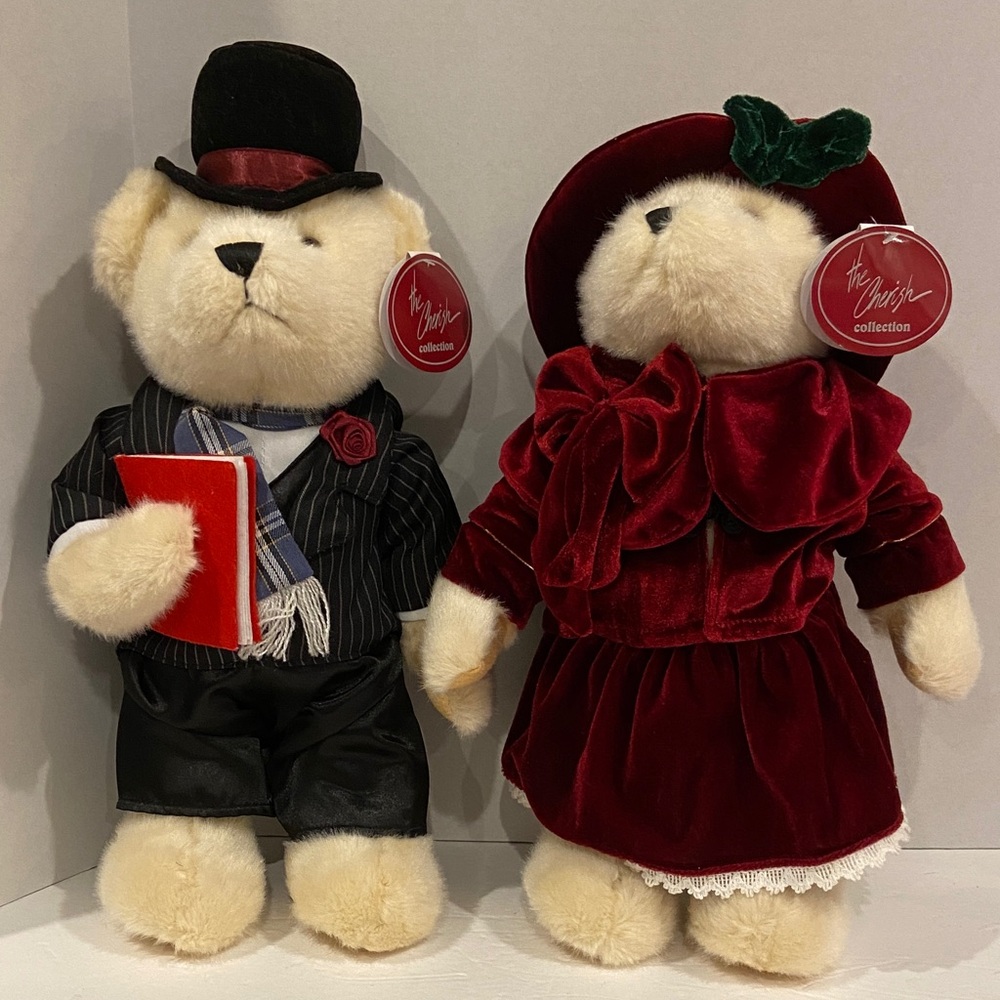 NWT Pair of Nova Plush Cherish 17” Caroling Church Formal Dress Bears